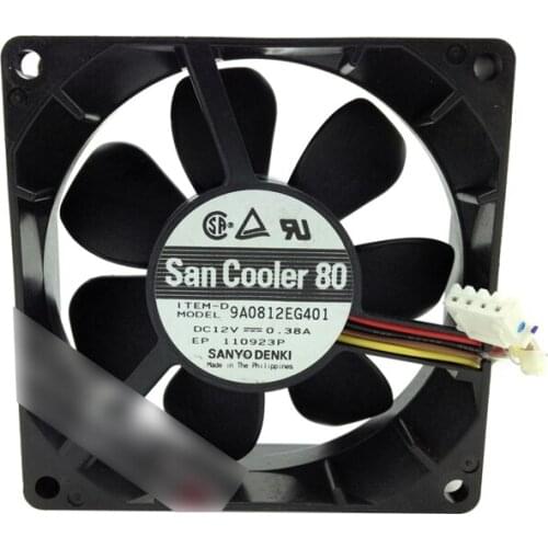 New 8025 80mm chassis cooling fan 12V 0.38A 9A0812EG401 double ball 80*80*25mm