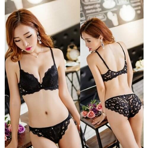 New Womens Bra Padded Sexy Embroidery Lingerie Underwire Underwear Extreme Push Up Boost Bra and Panties Set 32-38ABC Intimates