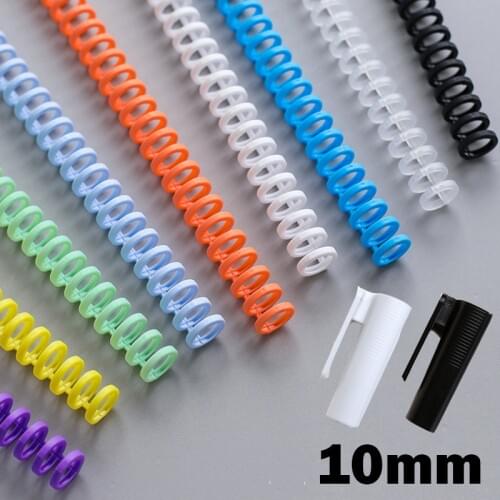 10mm Plastic Paper Binders Loose-leaf 30 Holes Binding Spiral Coil DIY Notebook Ring Coils Booking Strips School Office Supplies