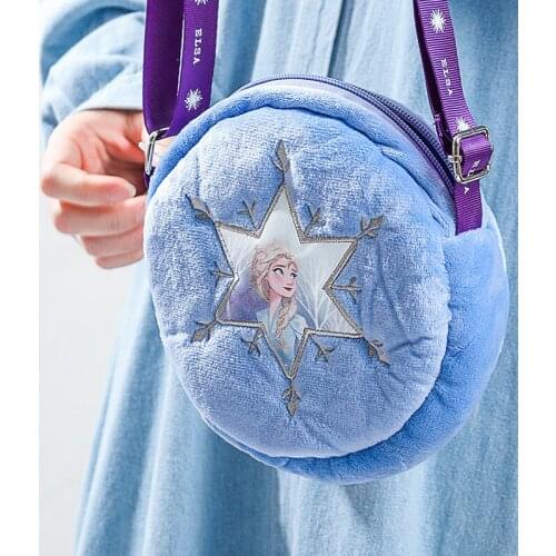 Disney Cartoons frozen princess elsa plush bag toys cute female plush messenger plush bag