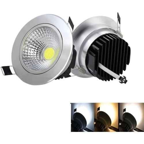 Dimmable LED downlight 5W 7W 9W 15W COB downlight AC85-265V embedded silver light indoor lighting