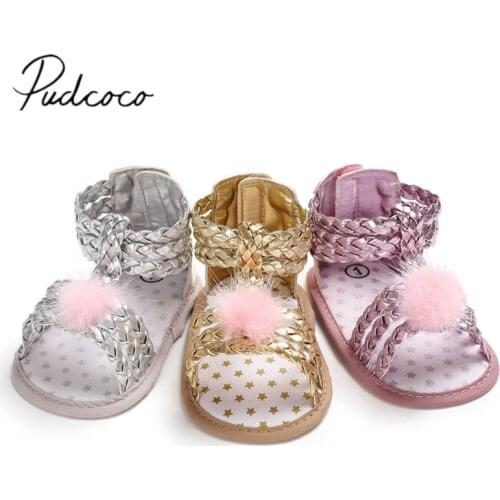 2019 Brand New Newborn Baby Girl Soft Sole Sandlas Shoes Leather Solid Bandage Ball Infant Toddler Summer Sandals 0-18 Months