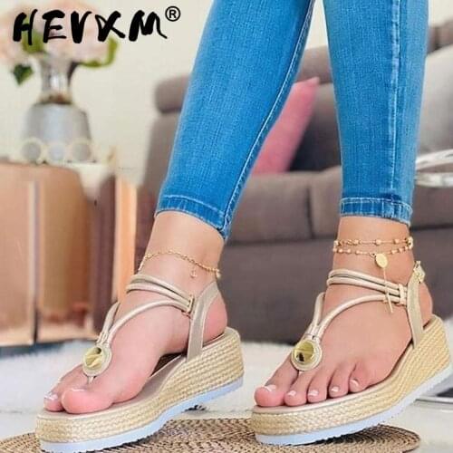 Summer Gladiator Wedges Sandals Women Open Toe Platform Espadrille Sandals Beach Flip Flops Mid Heels Ladies Casual Shoes