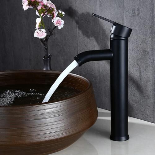 Basin Faucets Single Handle Black/Chrome Brass Faucet Hot and Cold Sink Faucet Mixer Taps Bathroom Faucet Lavatory Mixer
