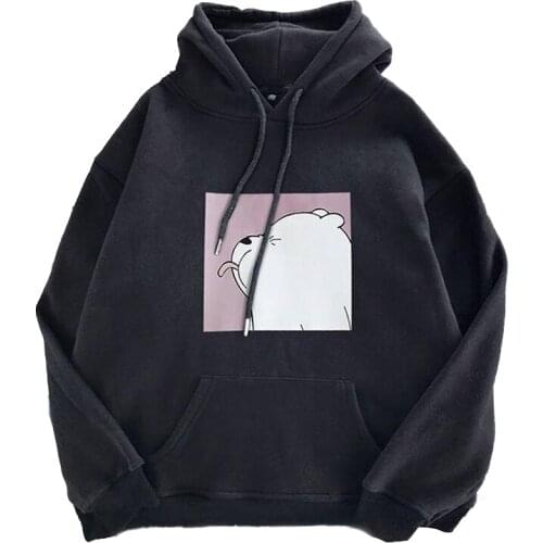 Hoodies Oversided Print Kangaroo Pocket Hooded Harajuku Casual Vintage Korean Pullovers Women Sweatshirts