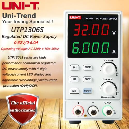 UNI-T UTP1306S Single Output Switching Type DC Regulated Power Supply; 0-32V/0-6A Regulated DC Power Supply