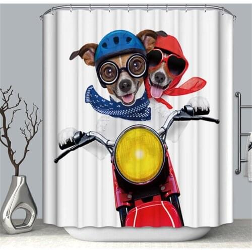Dog Animal Pattern Bath Curtain Waterproof Shower Curtains Polyester Cartoon Bath Screen Printed Curtain for Bathroom Home Decor