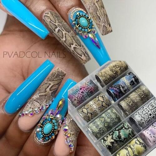 Snake Skin Nail Foils Transfer Sticker Decals Sliders Wrap Foil Nail Art Manicure Accessories Tool
