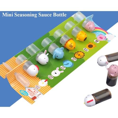 1set Mini Seasoning Sauce Bottle Cute Cartoon Mini Sauce Containers Soy Sauce Seasoning Bottle For Bento Box Kitchen Accessories