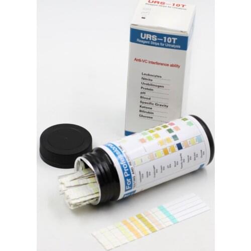100 Strips URS-10T Urinalysis Reagent Strips 10 Parameters Urine Test Strip Leukocytes, Nitrite, Urobilinogen, Protein, pH