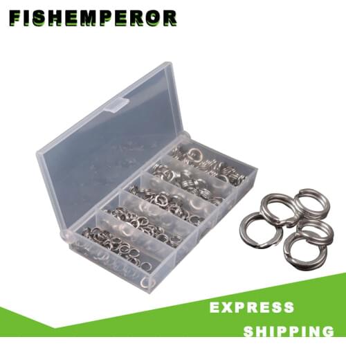 200Pcs/Box Fishing Rings Stainless Steel Split Rings High Quality Strengthen Solid Ring Lure Connecting Ring Fishing Accessories