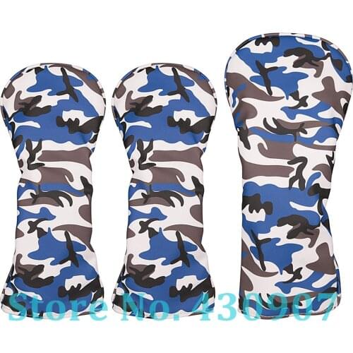 3pcs/set Blue Camouflage Golf Club Driver Fairway Wood Head Cover 1 3 5 Wood Cover