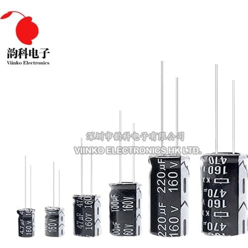 5pcs 160V Aluminum Electrolytic Capacitor 1UF 2.2UF 3.3UF 4.7UF 10UF 47UF 100UF 220UF 330UF 470UF 1000UF