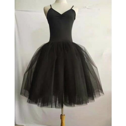 White Black Swan Ballet Costume For Women Adult Child Sleeveless Backless Professional Long Tutu Gymnastics Leotard For Girls