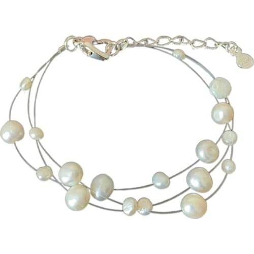 Genuine Freshwater Baroque Pearl Bracelet 925 Sterling Silver Bracelets For Women Wholesale Small Size Natural Pearl Jewelry