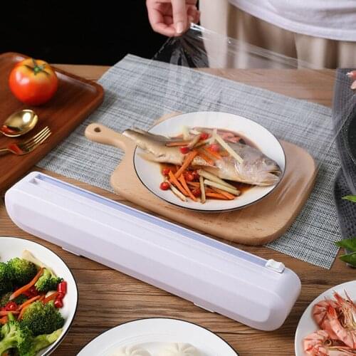 Household Food Wrap Dispenser Kitchen Foil Cling Film Wrap Tool Punch-free Sharp Cutter Durable Food Wrap Storage Organizer