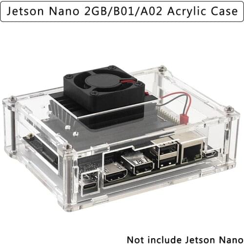 Nvidia Jetson Nano 2GB/B01/A02 Cleary Case Transparent Acrylic Shell Support Install 2 Camera and Cooling Fan for Jetson Nano