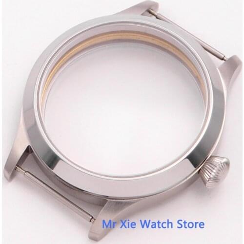 Corgeut 45mm Sapphire Glass watch case fit ETA 6497 6498 ST36 Hand Winding Movement mechanical Mens Watches Parts