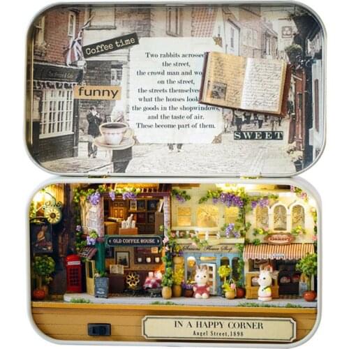 Box Theater Doll house Wooden DIY Furniture Miniature Box In A Happy Corner Cute for Kids Friends Birthday Christmas Present
