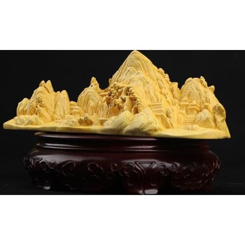 Boxwood Wood Sculpture Real Wood Home Décor Traditional Chinese Study Supplies Wood Statue Lucky Rich Collection Office Decorati