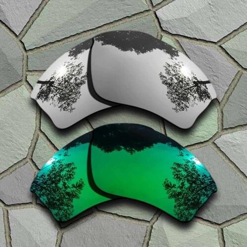 Chrome&Jade Green Sunglasses Polarized Replacement Lenses for Oakley Half Jacket XLJ