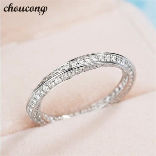 Choucong Endless Cross ring Around AAAAA Zircon Real 925 sterling Silver Engagement Wedding Band Rings For Women men Bijoux