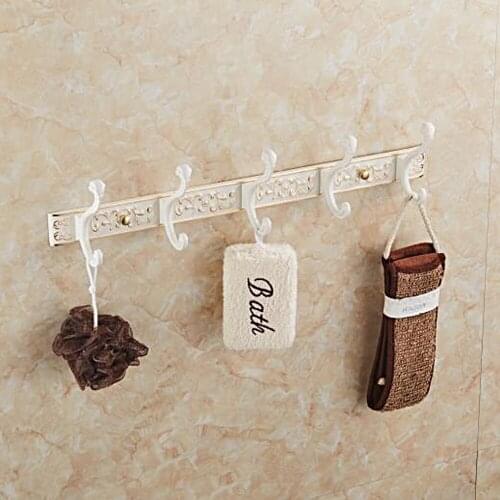 European style space aluminum vintage hooks delicate beautiful coat hooks antique practical hooks wall 4-6 hooks hanger bathroom