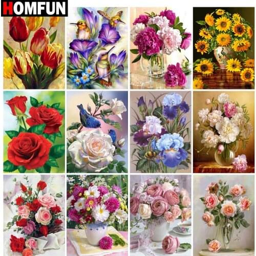 HOMFUN Full Square/Round Drill 5D DIY Diamond Painting "Bouquet scene" Embroidery Cross Stitch 5D Home Decor Gift