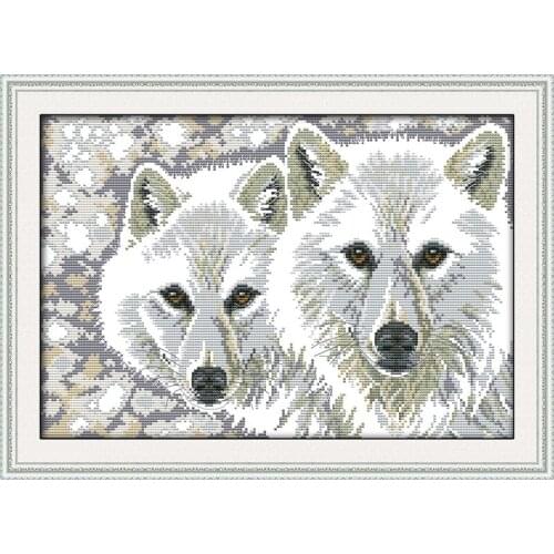 Everlasting Love Wolf Brothers Chinese Cross Stitch Kits Ecological Cotton Stamped 11CT DIY Gift New Year Decorations For Home