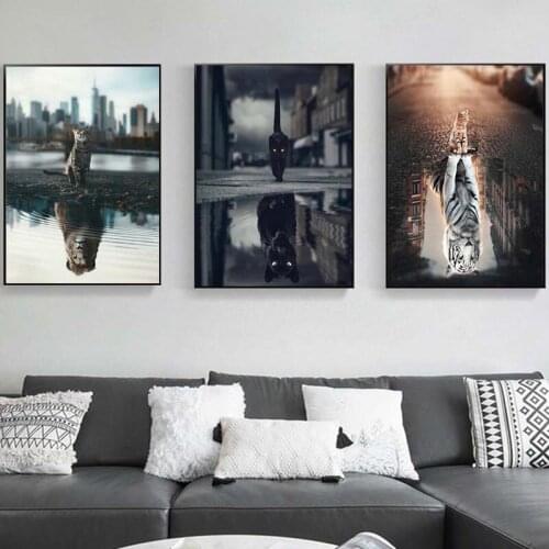 Wall Canvas Decoration for Living Room , Painting lion or cat, Tiger in heart, Home Decoration, Movie Poster, Cuadros Modernos