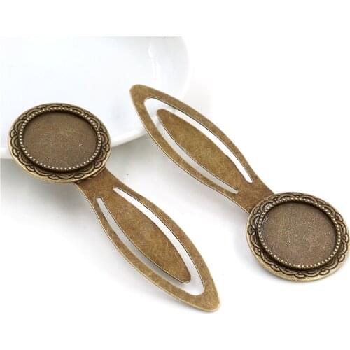 New Fashion 2pcs 20mm Inner Size Antique Bronze Vintage Style Handmade Bookmark Cabochon Base Cameo Setting -R6-15
