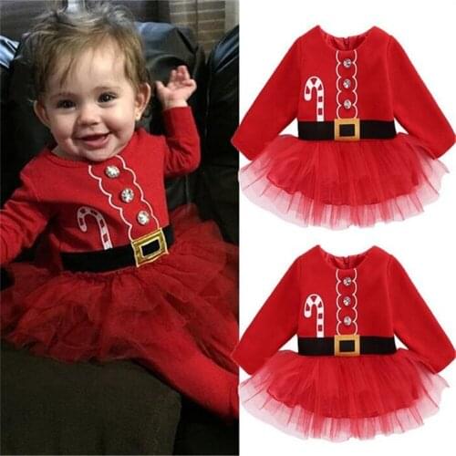 New Year Baby Girl Christmas Dress Girl Christmas Dress Child Cotton Girl Tutu Santa Claus Costume
