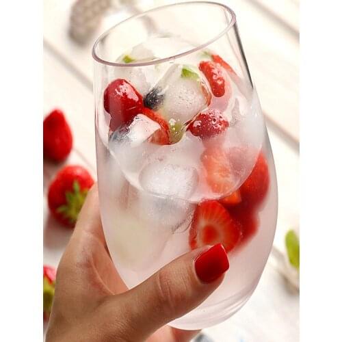 Plastic Anti-Shatter Flat-Bottom Quilt, Transparent Unbreakable Red Wine Glass, Party Red Wine Glass, Beverage Juice Glass 460ML