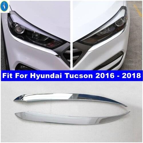 Yimaautotrims Auto Accessory Front Head Lights Lamp Eyebrow Eyelid Cover Trim 2 Piece Fit For Hyundai Tucson 2016 2017 2018 ABS