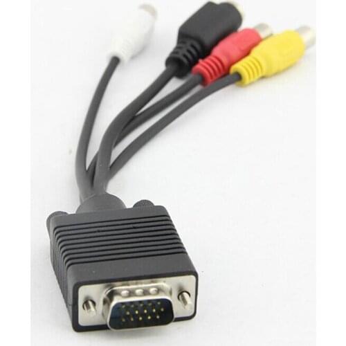 VGA to S Video 3 RCA Female Converter Composite AV TV Out Adapter Cable for PC Laptop Tablet Notebook