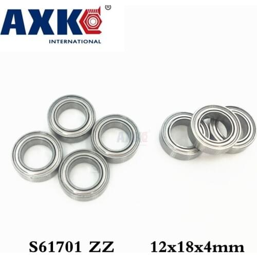 Axk Free Shipping 10pcs 12x18x4 S61701 Zz / S6701 Zz Abec3 12x18x4mm Stainless Steel Bearings