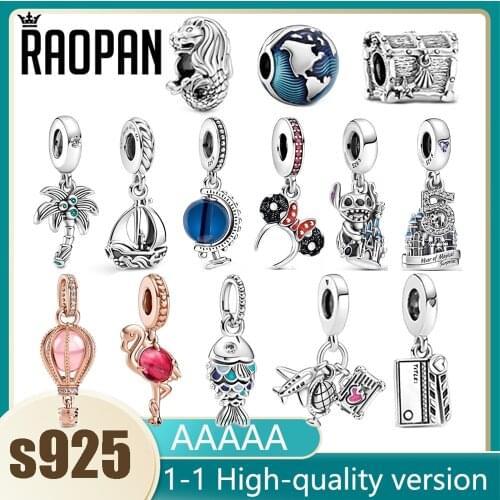 RAOPAN original innovation treasure box globe coconut pendant charm 925 silver suitable for original DIY female jewelry