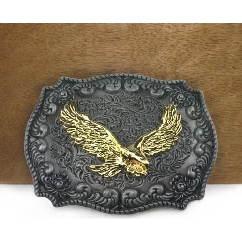 BuckleClub wholesale retro western flower eagle jeans gift belt buckle FP-03523-1 pewter finish for men 4cm width loop