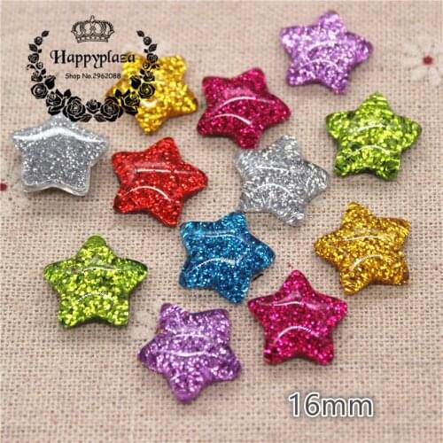30pcs 16mm Mix Colors Resin Star Flatback Cabochon Button(No Hole) DIY Home Garden Hand Craft Button Decoration