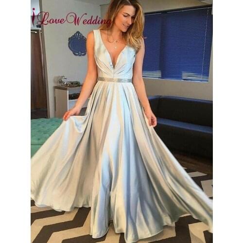 Abiye gece elbisesi Sexy V Neck Pleated Evening Gown Custom made Formal Long Evening Dresses abiti da cerimonia da sera