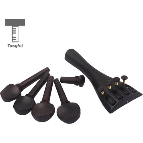 Tooyful Ebony Wood Violin Tailpiece+Tuning Pegs+Endpin for 4/4 Violin Parts Accessories
