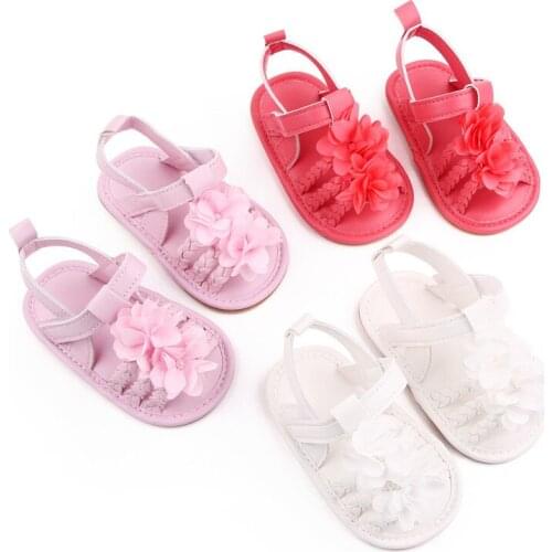 Lovely Flower Baby Shoes Fashion Summer Infants PU First Walkers Anti-Slip Newborn Girls Soft Rubber Sole Crib Shoes