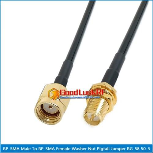 RP-SMA RPSMA Male to RP-SMA RP SMA Female Washer O-ring Bulkhead Mount Nut Pigtail Jumper RG-58 RG58 3D-FB Extend cable 50 Ohm