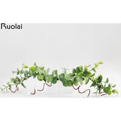 Elegant Handmade Headbands European Hair Comb Green Leaves Wedding Hair Accessories Bridal Headpieces for Women HD4