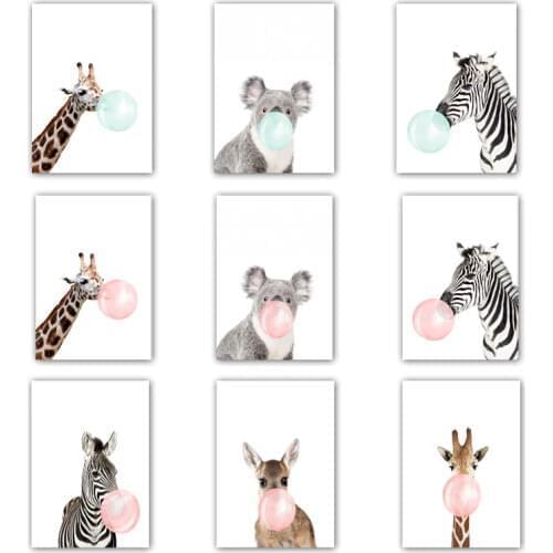 Giraffe Zebra Animal Posters and Prints Canvas Art Painting Wall Art Nursery Decorative Picture Nordic Style Kids Room Decor
