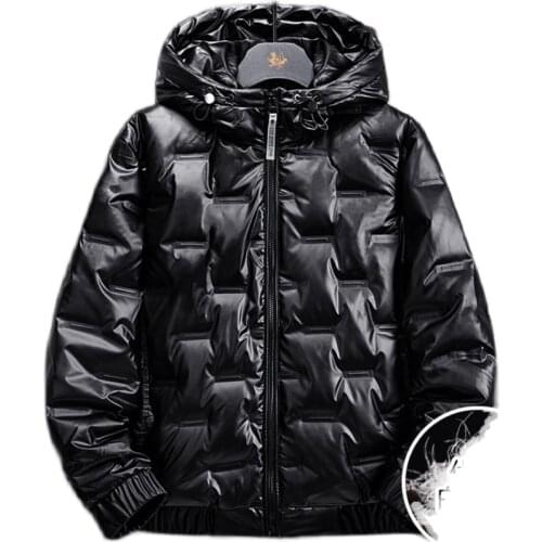 Winter Coat Men White Duck Down Jacket Mens Thick Warm Snow Parka mens Hooded Bright color Down Jacket Overcoat