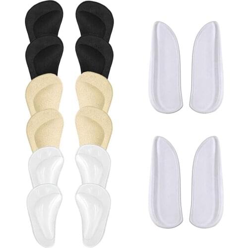 1 Set High Heel Inserts Reusable Arch Cushions & 2 Pairs Medial Lateral Heel Wedge Silicone Insoles