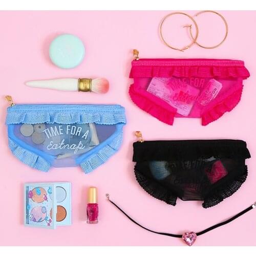 Sexy lace underwear modeling makeup bags girl zipper hand bag personalized creativity funny change coin purse