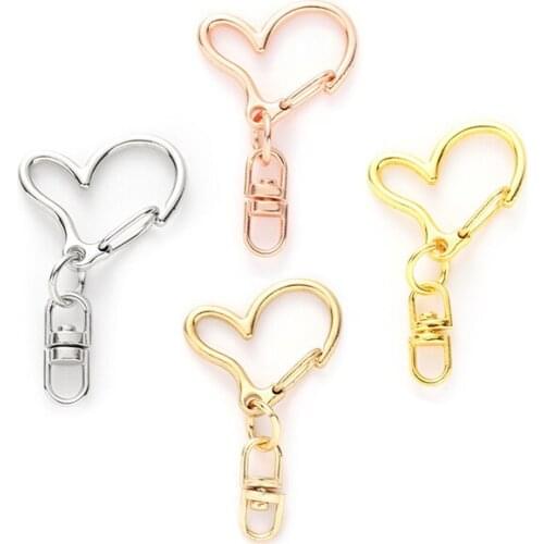 10Pcs Snap Hook Key Rings For DIY Keychain Heart Shape Lobster Clasp Hooks Metal Key Ring Key Chain For DIY Jewelry Making