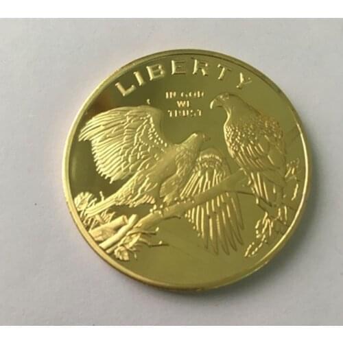 2 pcs American BALD EAGLE animal badge in god we trust liberty gold plated badge 40 mm collectible decoration replica coin